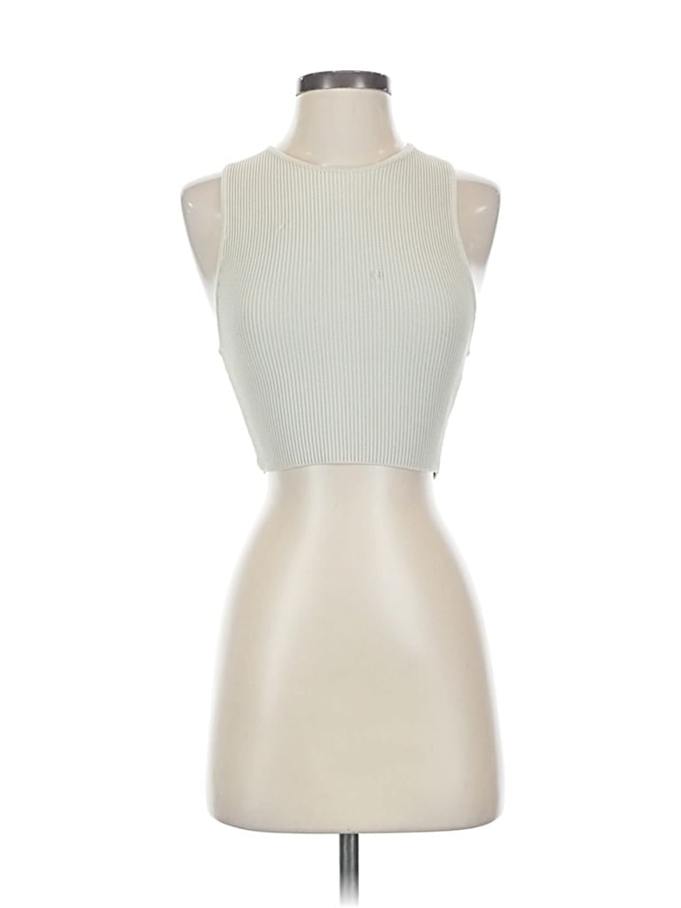 Pre-owned Babaton Tank Top Ivory Halter Neckline Tops In White
