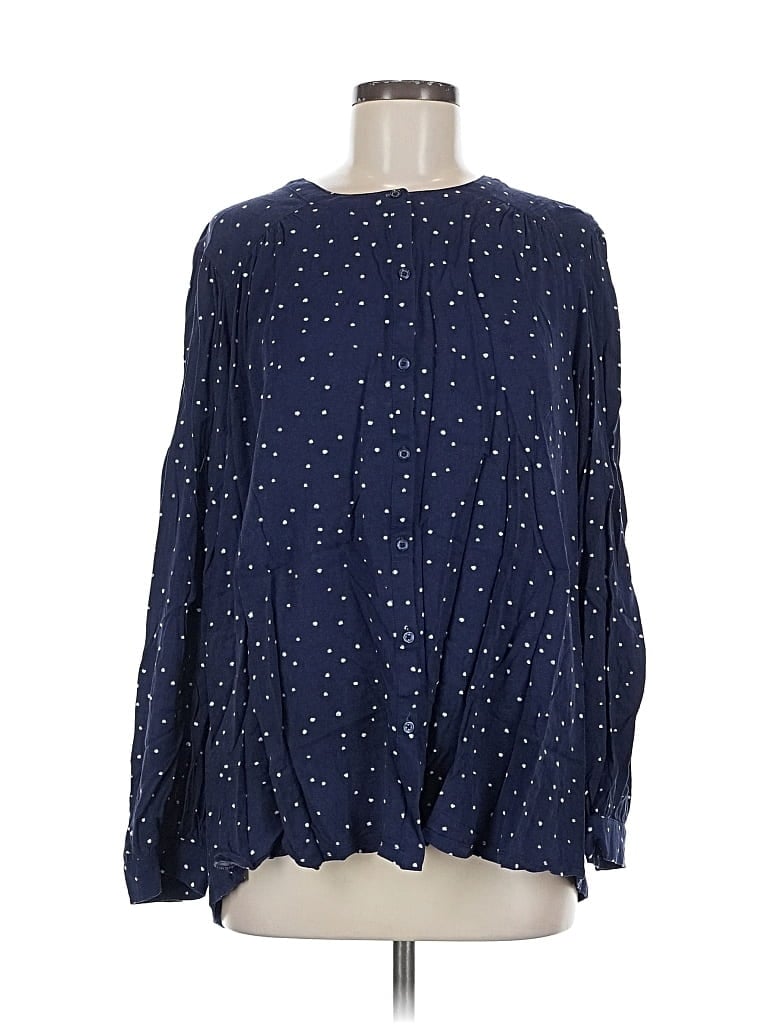 Pre-owned Lane Bryant Long Sleeve Blouse In Blue