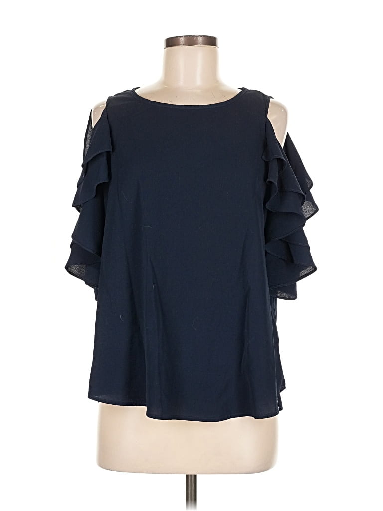 Pre-owned Umgee Short Sleeve Blouse In Blue
