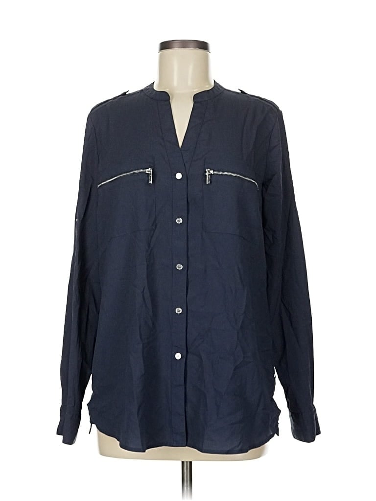 Pre-owned Calvin Klein Long Sleeve Blouse In Blue