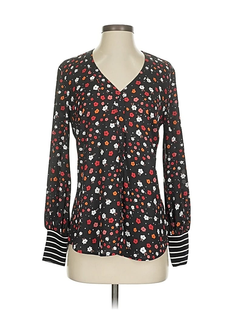 Pre-owned Cabi Long Sleeve Blouse In Black