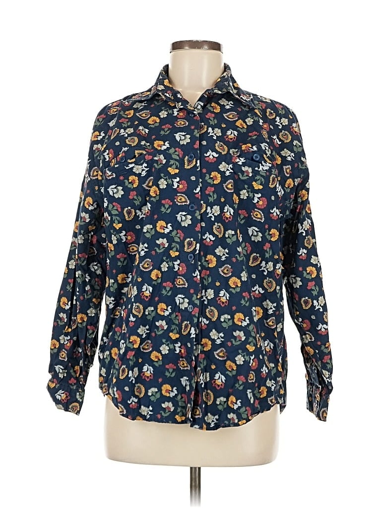 Pre-owned Assorted Brands Long Sleeve Button Down Shirt In Blue