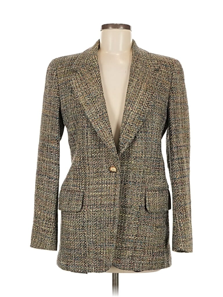 Pre-owned Mark Shale Silk Blazer Jacket In Brown