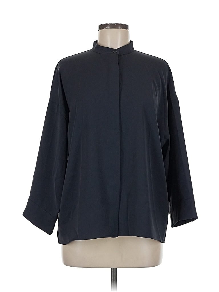 Pre-owned Uniqlo 3/4 Sleeve Blouse In Black
