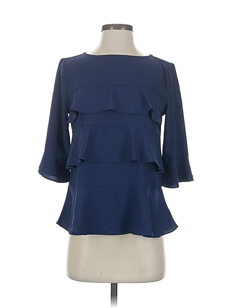 Pre-owned Ann Taylor 3/4 Sleeve Blouse In Blue