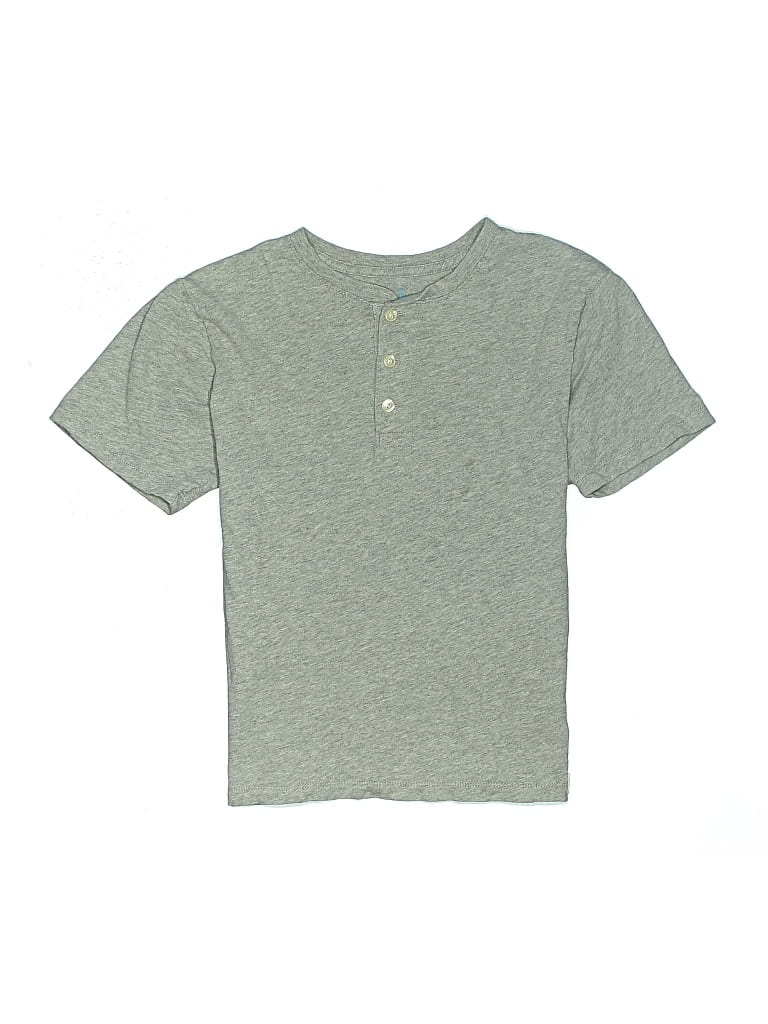 Pre-owned Crewcuts Kids' Short Sleeve Henley Shirt In Gray