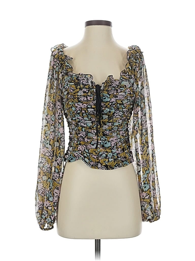 Pre-owned Free People 3/4 Sleeve Blouse In Green