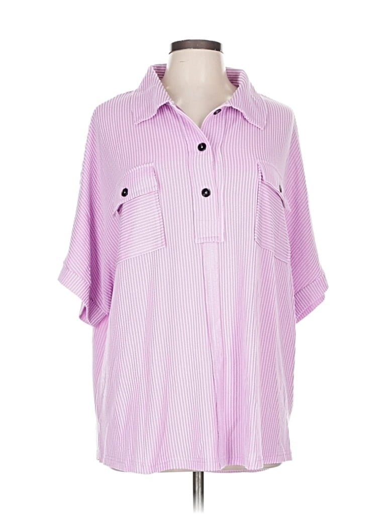 Pre-owned Unbranded 3/4 Sleeve Blouse In Purple