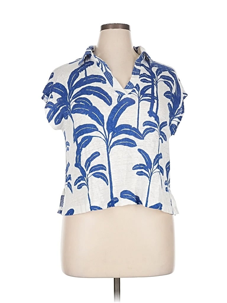 Pre-owned Tahari Short Sleeve Blouse In Blue