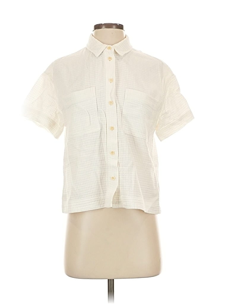 Pre-owned Madewell Short Sleeve Blouse In White