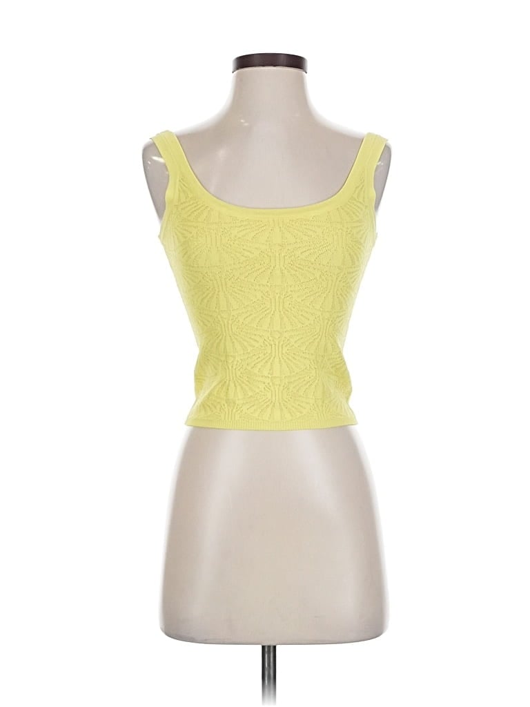 Pre-owned Sndys Sleeveless Top Yellow Sweetheart Neckline Tops
