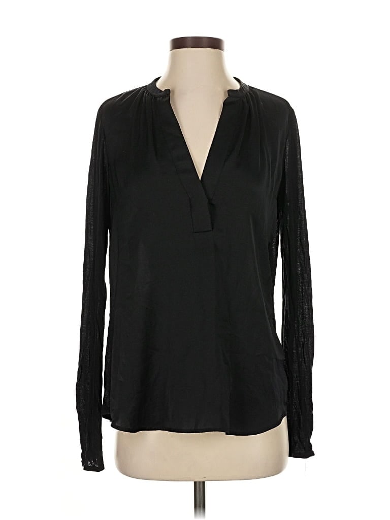 Pre-owned Vince Long Sleeve Blouse In Black