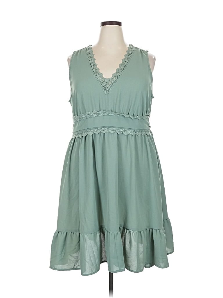 Pre-owned Shein Curve Casual Dress In Green