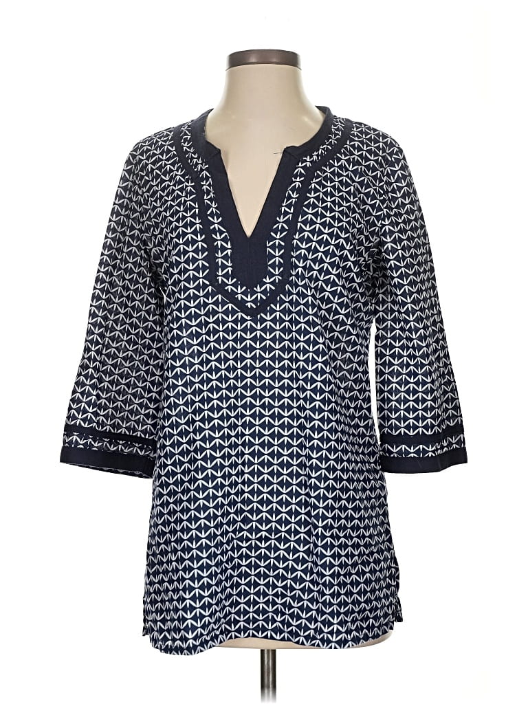 Pre-owned J.crew Factory Store 3/4 Sleeve Blouse In Blue