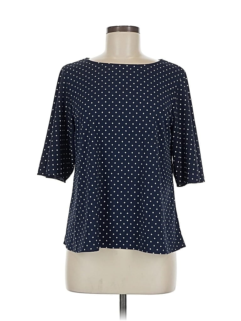 Pre-owned Uniqlo 3/4 Sleeve Blouse In Blue
