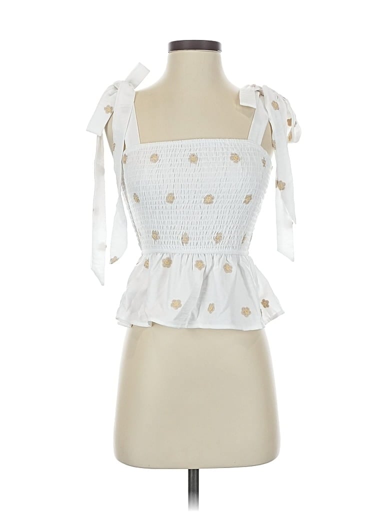 Pre-owned Mine Sleeveless Blouse In White