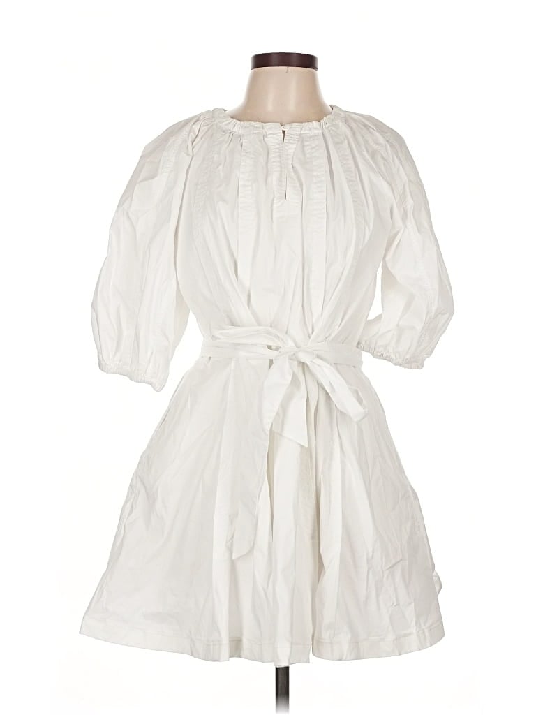 Pre-owned Caryn Lawn Casual Dress In White