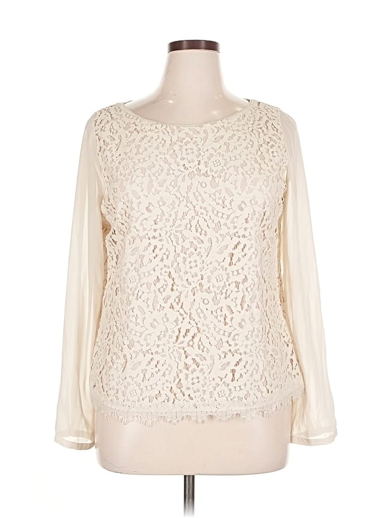 Pre-owned Ann Taylor Long Sleeve Blouse In White