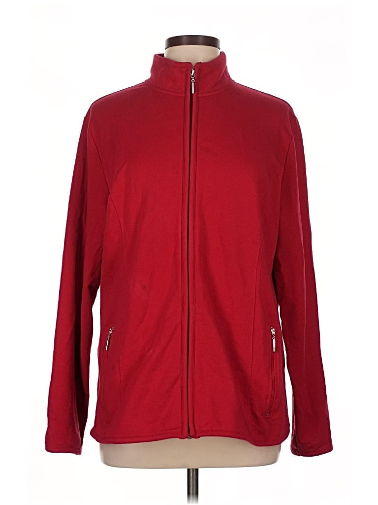 Pre-owned Karen Scott Fleece Jacket In Red