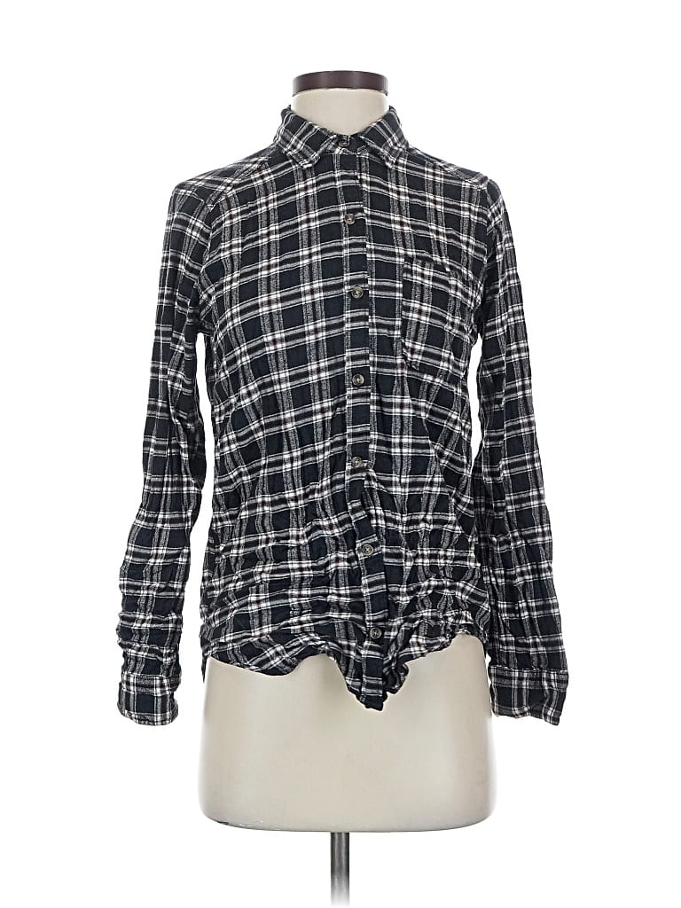 Pre-owned Hollister Long Sleeve Blouse In Black