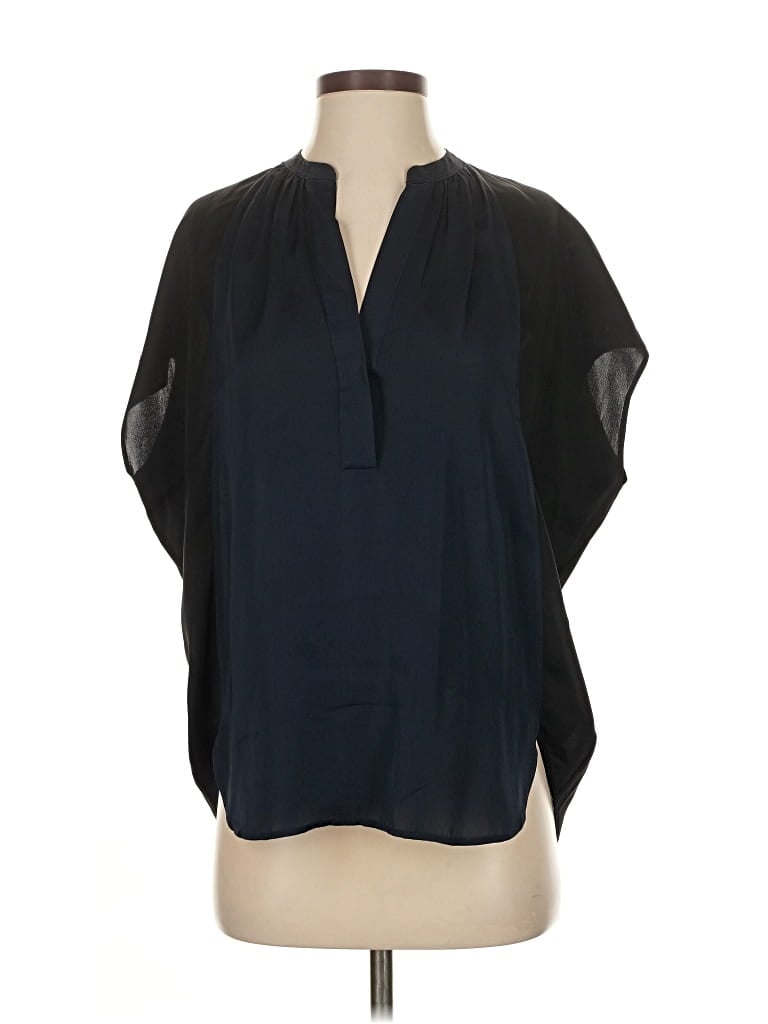 Pre-owned Vince 3/4 Sleeve Silk Top Black Open Neckline Tops