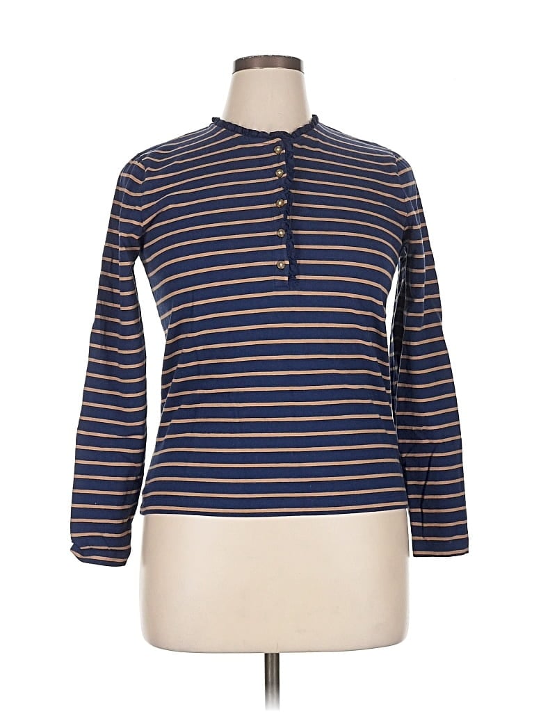 Pre-owned J.crew Factory Store Long Sleeve Top Blue Mock Neckline Tops