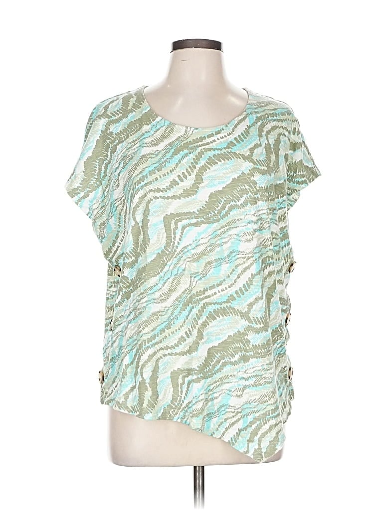 Pre-owned Chico's Short Sleeve Blouse In Green