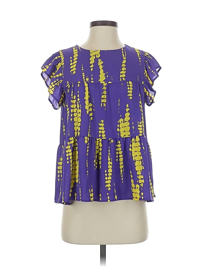 Pre-owned Peach Love Short Sleeve Blouse In Purple