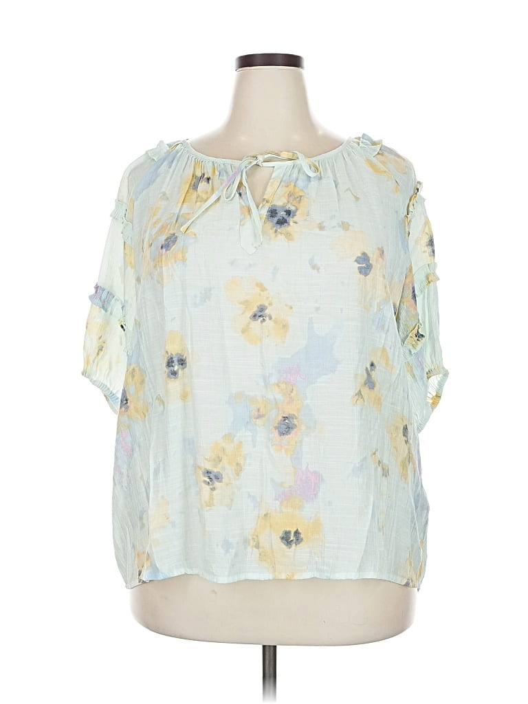 Pre-owned Zac & Rachel Short Sleeve Blouse In Yellow