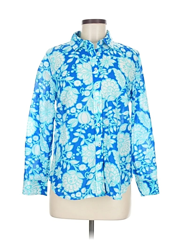 Pre-owned Talbots Long Sleeve Button Down Shirt In Blue