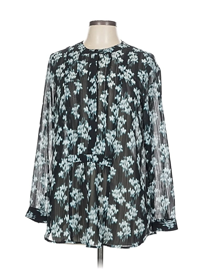 Pre-owned Simply Vera Vera Wang Long Sleeve Blouse In Blue