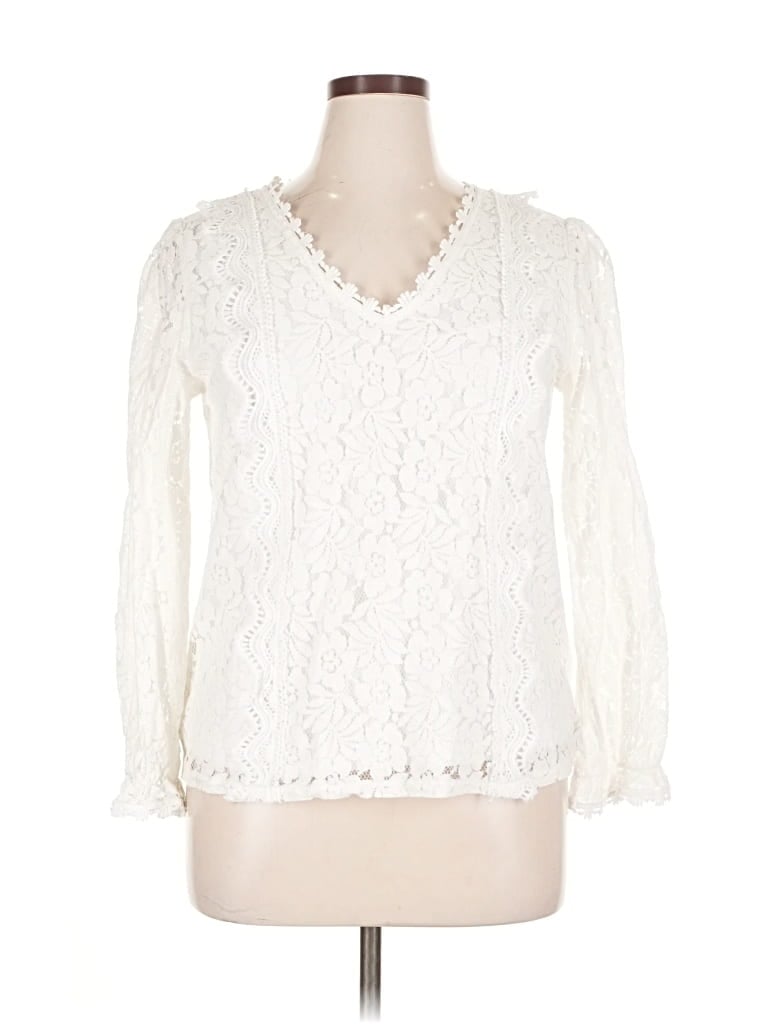 Pre-owned Unbranded Long Sleeve Blouse In White