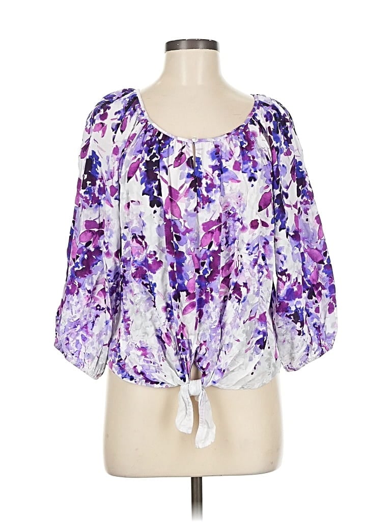 Pre-owned Allison Daley 3/4 Sleeve Blouse In Purple