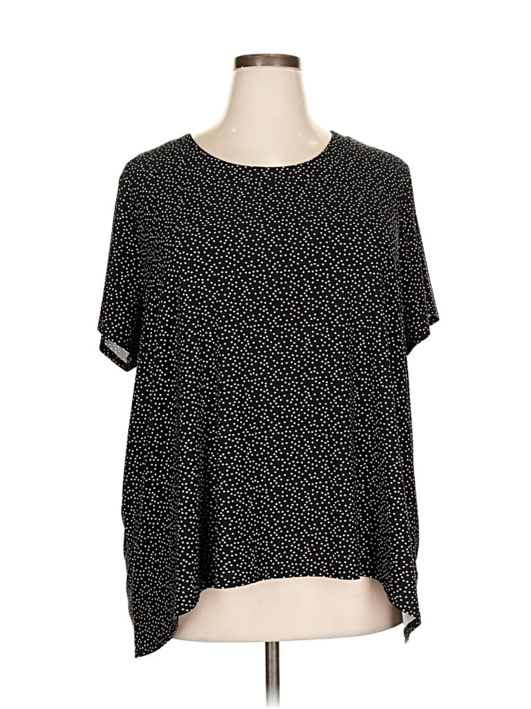 Pre-owned Anne Klein Short Sleeve Blouse In Black
