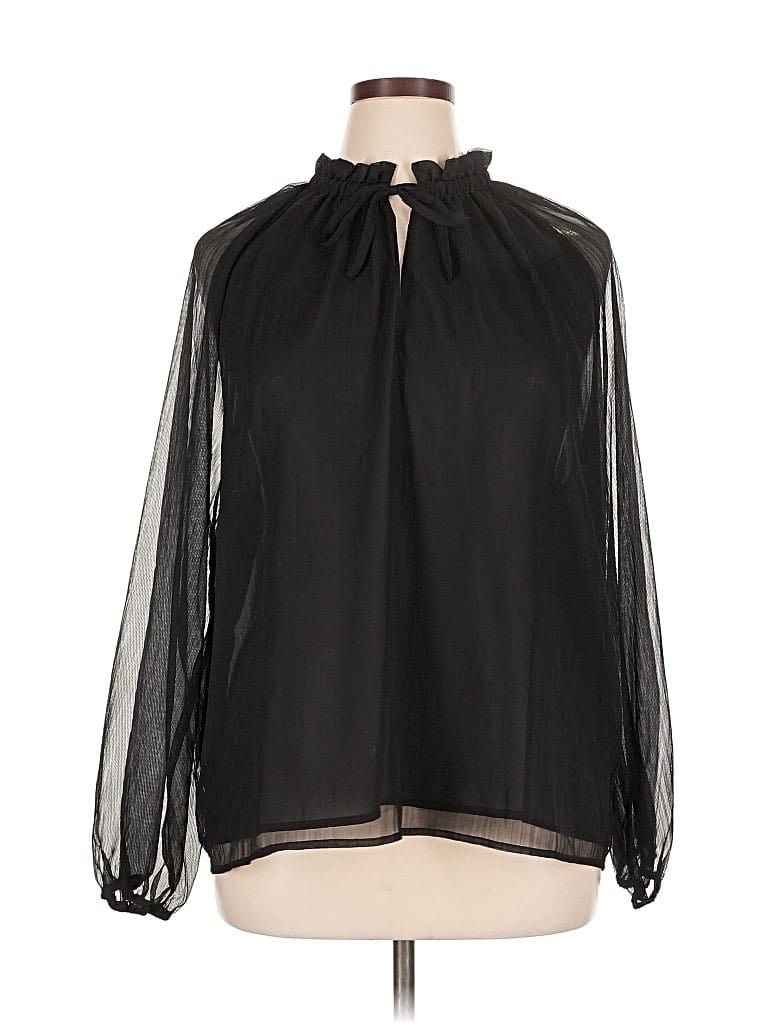 Pre-owned Ann Taylor Long Sleeve Blouse In Black