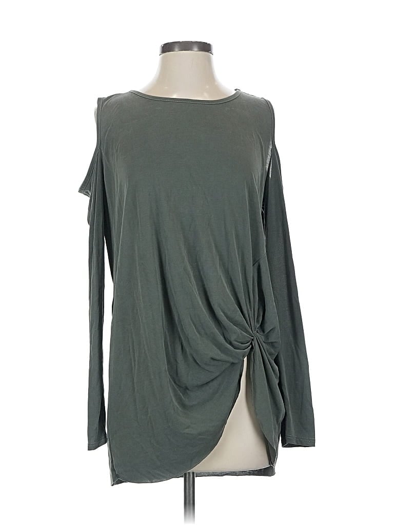 Pre-owned Jodifl Long Sleeve Top Green Cold Shoulder Neckline Tops