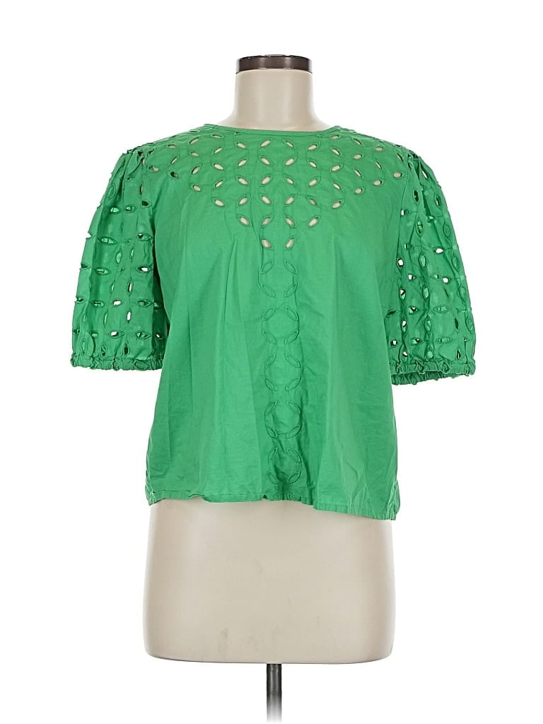 Pre-owned Ann Taylor Loft Short Sleeve Blouse In Green