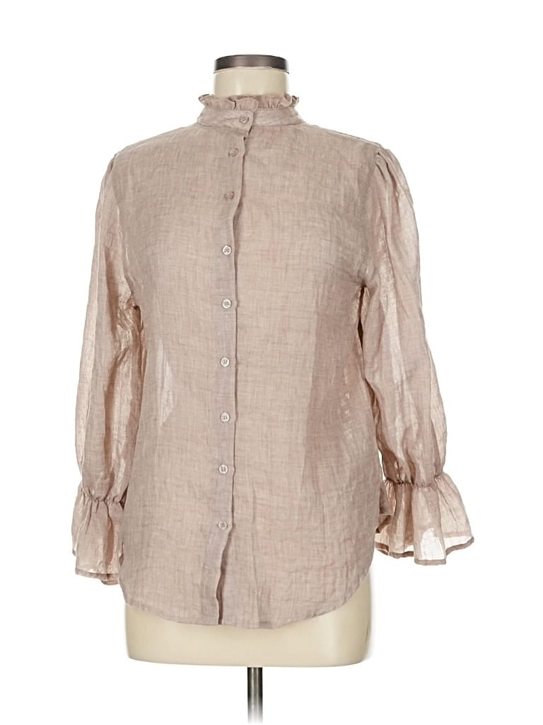 Pre-owned Assorted Brands 3/4 Sleeve Blouse In Brown
