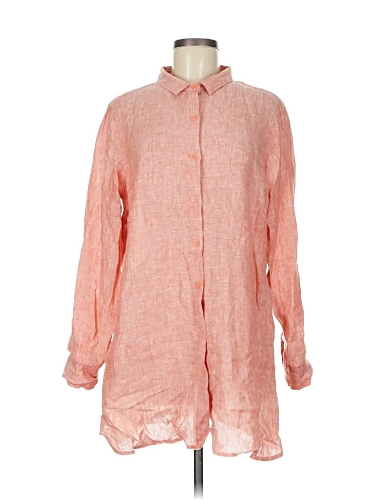 Pre-owned Garnet Hill Long Sleeve Button Down Shirt In Pink