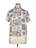 Shine Print Green Ivory Short Sleeve Blouse Size 0X - photo 1