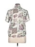 Shine Print Green Ivory Short Sleeve Blouse Size 0X - photo 2