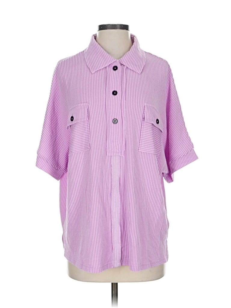 Pre-owned Unbranded 3/4 Sleeve Blouse In Purple