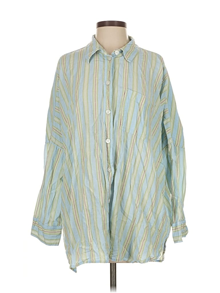 Pre-owned American Eagle Outfitters Long Sleeve Button Down Shirt In Green