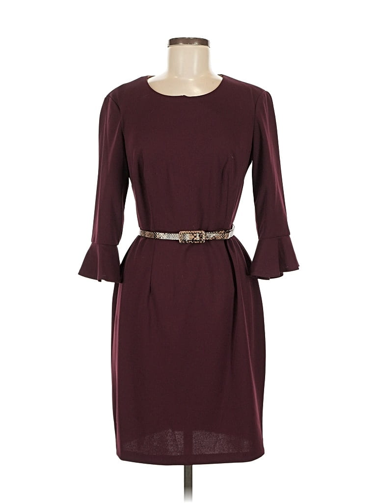 Pre-owned Connected Apparel Casual Dress In Burgundy