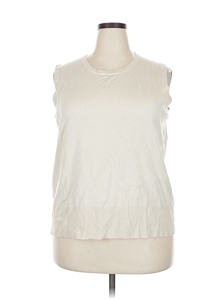 Pre-owned Grace Elements Sweater Vest In White