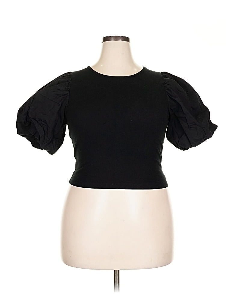 Pre-owned A New Day Short Sleeve Top Black Sweetheart Neckline Tops