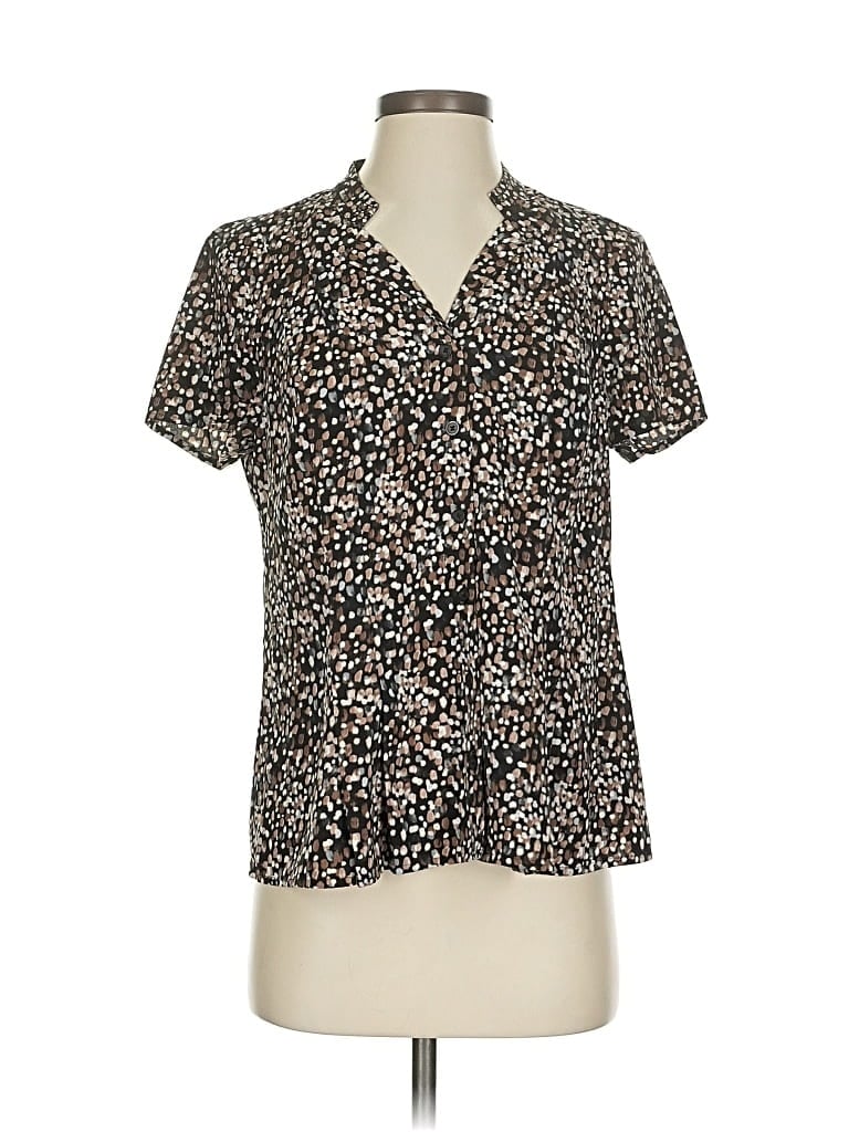 Pre-owned Dana Buchman Short Sleeve Blouse In Brown