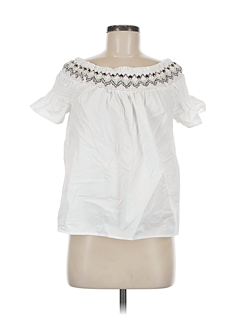 Pre-owned Old Navy Short Sleeve Blouse In White