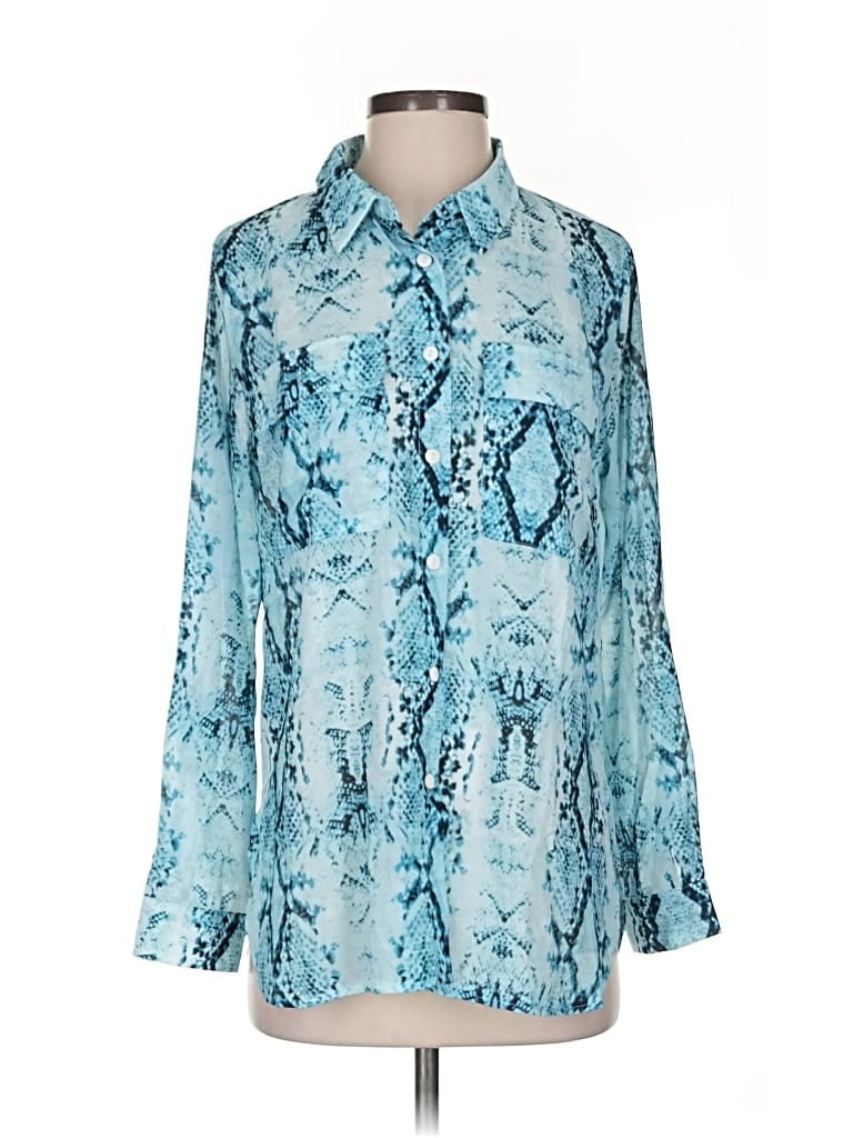 Pre-owned Unbranded Long Sleeve Blouse In Blue