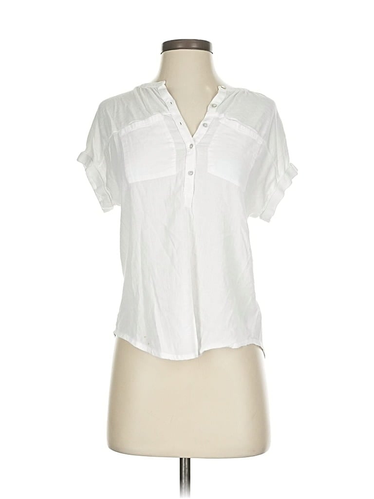 Pre-owned Lucky Brand Short Sleeve Henley Shirt In White
